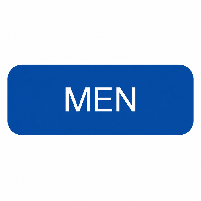 Don-Jo HS-9070 Title 24 Door Sign — Men, 1-3/4" x 6", Blue Plastic with Braille