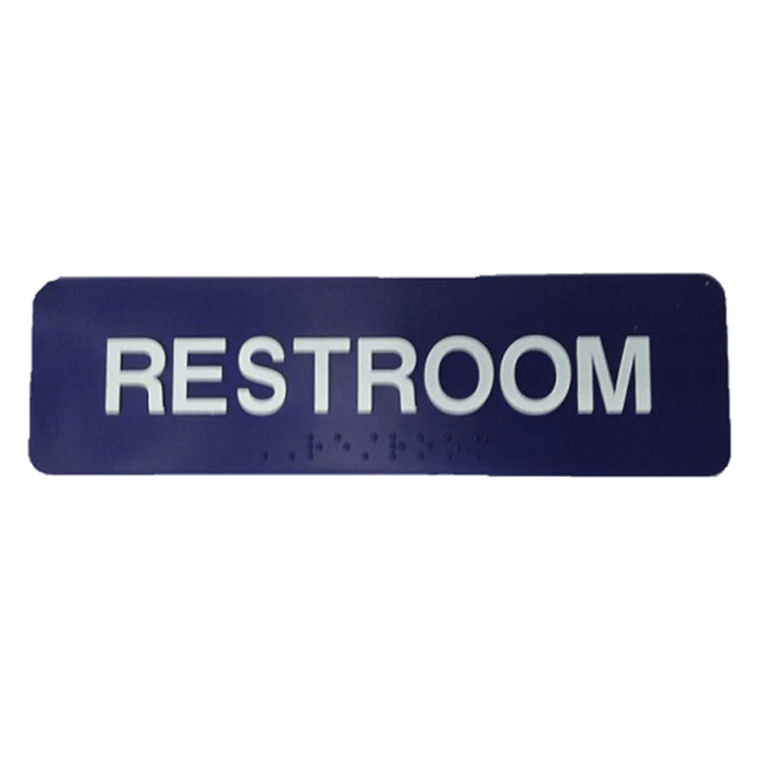 Don-Jo HS-9070-48 Title 24 Restroom Door Sign — 1-3/4" x 6", Blue Plastic with Braille