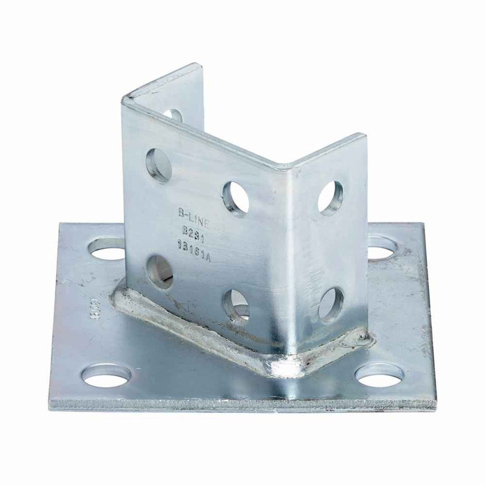B-Line Eaton series strut fittings and accessories, 1.62" Height, 6" Length, 6" Width, 3.30lbs, Aluminium, Square post base, centered offset, Fits cha