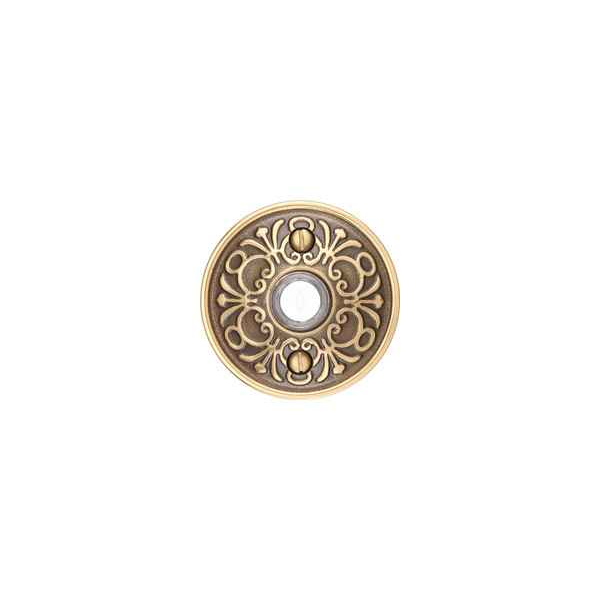 Emtek 2406 American Designer Brass Doorbell with Plate & Button - Lancaster Rosette