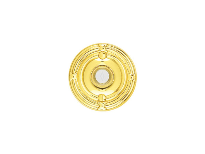Emtek 2407 American Designer Brass Doorbell with Plate & Button - Ribbon & Reed Rosette