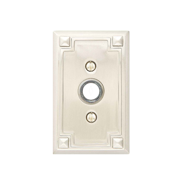 Emtek 2451 Arts & Crafts Brass Doorbell with Plate & Button - Arts & Crafts Rosette