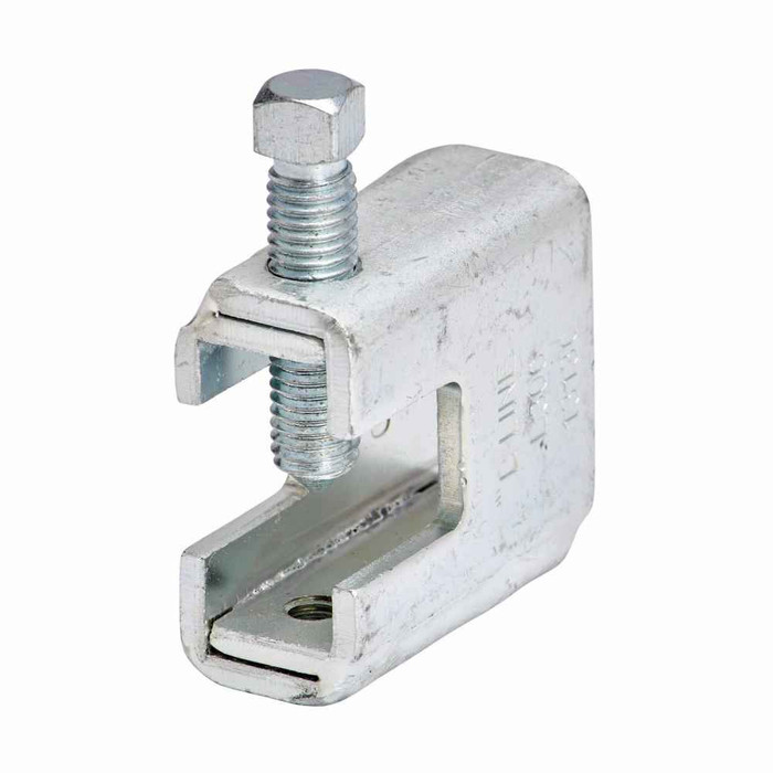B-Line Eaton series beam clamps, 600 lb, Steel, Safety factor of 5, setcrew included, Beam clamp, 3/8”-16 thread/rod size, 3/8" screw size, 7/8” flang