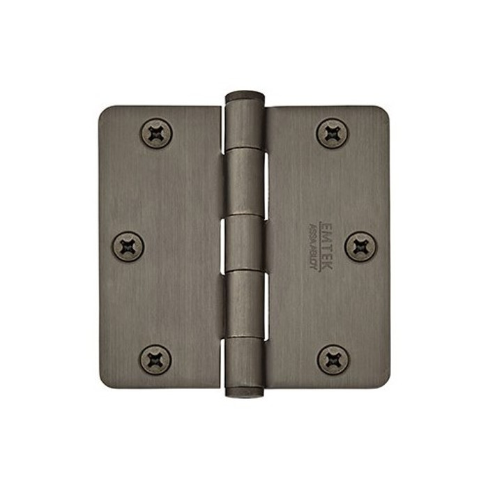 Residential Plain, 3-1/2"x 3-1/2", 1/4" Radius Corners, Solid Brass Hinges in Pewter finish
