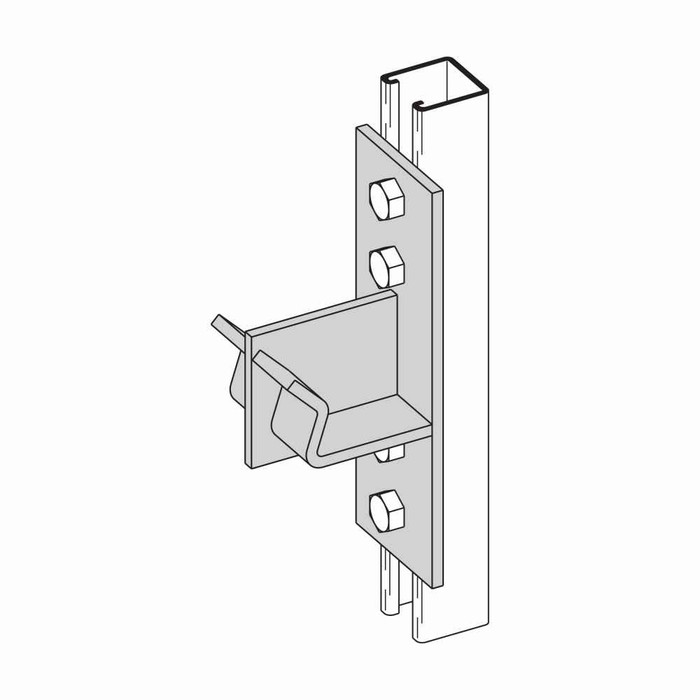 B-Line Eaton series strut fittings and accessories, 9" Height, 3" Length, 1.62" Width, 3.51lbs, Steel, Double reel rack support on single channel for