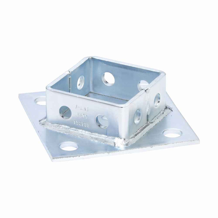 B-Line Eaton series strut fittings and accessories, 6" Height, 6" Length, 1.62" Width, 3.97lbs, Steel, Post base for four channel combinations, Electr