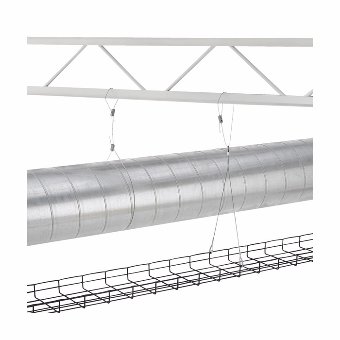B-Line Eaton series hanging system, KwikWire wire rope, Y Hook termination, 120" wire length, 18" leg