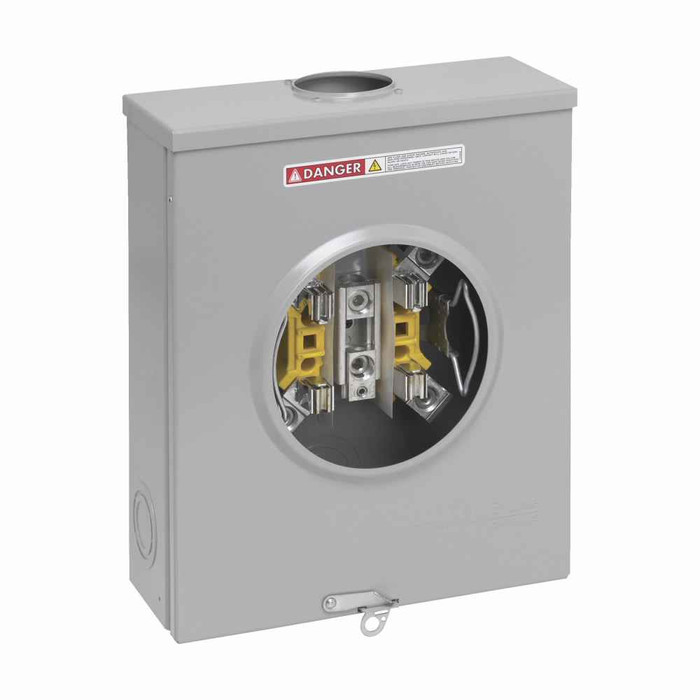 B-Line Eaton series single meter sockets, 200 A, ANSI 61 gray coat, Aluminum, 4 terminals
