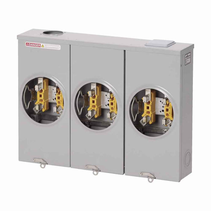 B-Line Eaton series horizontal meter pack, 100A, None, Ringless, ANSI 61 gray paint, #6 AWG-350 KCMIL, #14 AWG-2/0 AWG, Aluminum, 4, 2, 4, 3, 1 Phase