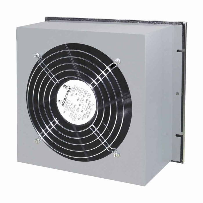 B-Line Eaton series heater, ANSI 61 gray painted, Steel, K2p100 filter box fan, Front and rear grills can acodate or omit filter