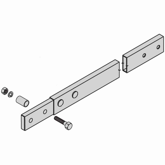 B-Line Eaton auxiliary support tube, Steel, Pre-assembled tube, spacer and hardware included, Used as an auxiliary support, 10" length, Yellow zinc fi