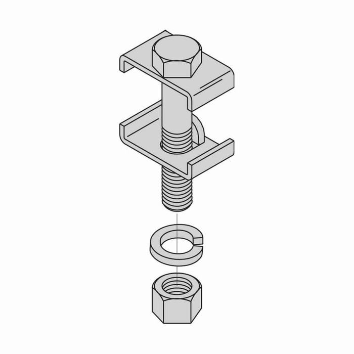 B-Line Eaton auxiliary support kit, 11 Gauge steel, Framing clips and 1/2"-13 hardware, Support framing size: 2" x 0.38", Yellow zinc, Wall angle fra