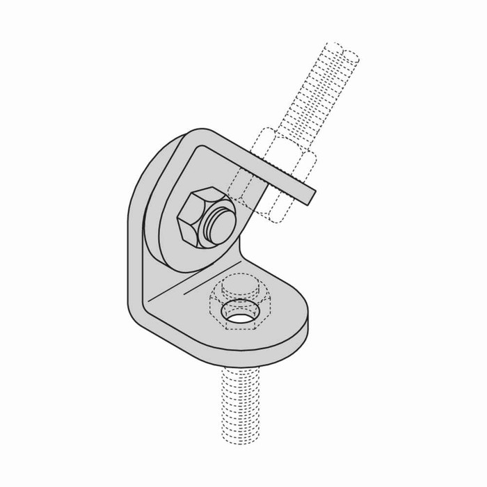 B-Line Eaton auxiliary support bracket, Steel, Brackets and 1/2"-13 hardware, ATR Size: 1/2", Hole size: 9/16", Single bracket only, Yellow zinc, Ang