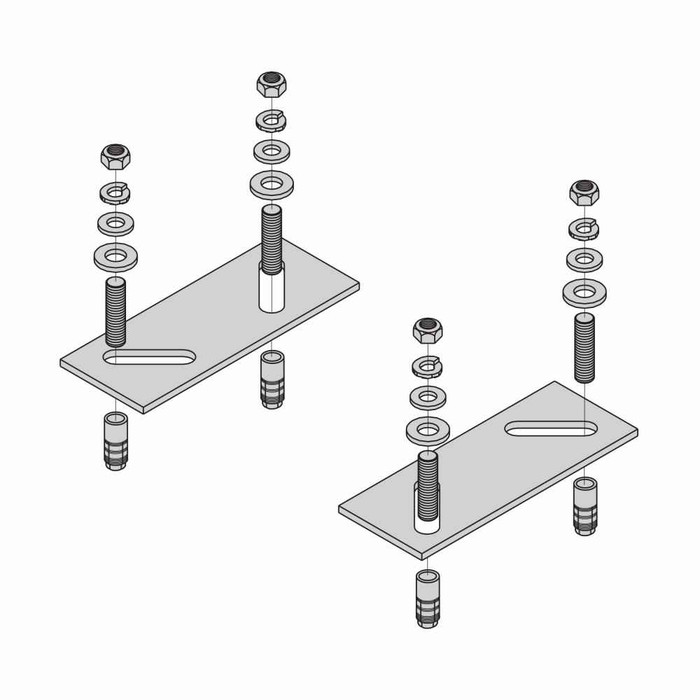 B-Line Eaton series open racks, Steel, Slotted plates, expansion anchors and square washers, Anchor type: Expansion, Flat black powder coat, Seismic
