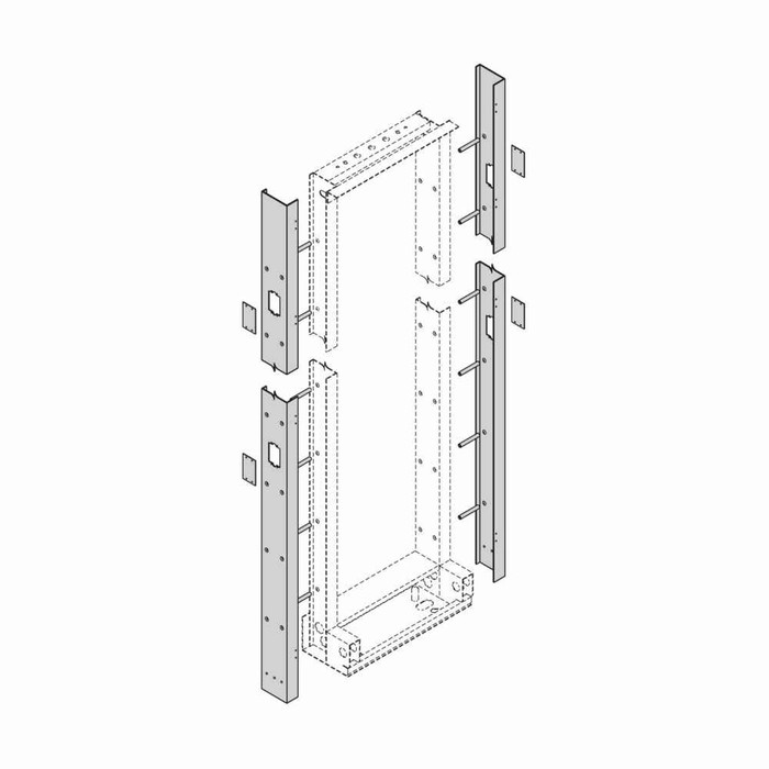 B-Line Eaton series open racks, 11 Gauge steel, Junction plates: 6, Flat black powder coat, End duct finishing panel assembly