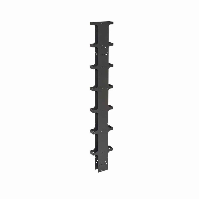 B-Line Eaton series open racks, 96" height, 12.75" length, 6" width, Rack mounted vertical cabling section dual hinging removable, Flat black powder