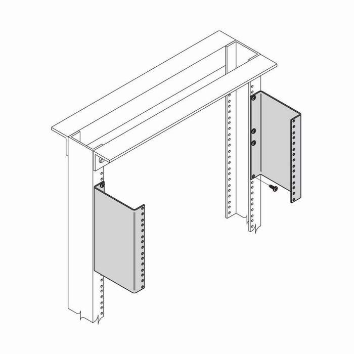 B-Line Eaton series open racks, 11 Gauge steel, Spaces: 3, Screws: 6, Telco gray powder coat, Network equipment rack standoff bracket