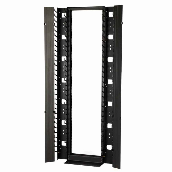 B-Line Eaton series open racks, Full-length cable door compatible /RCM, Steel, Flat black powder coat, Dual hinge wall mount cabinet, 16 gauge