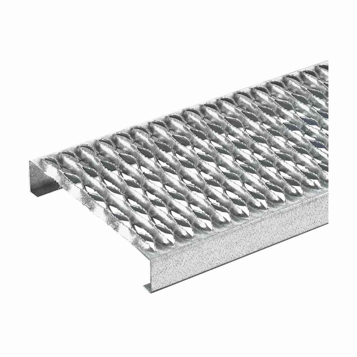 B-Line Eaton series Grip Strut stair tread, 360" Grating length, 7" Grating width, Aluminum, 2" Channel size, Stair tread, .080" Material thickness