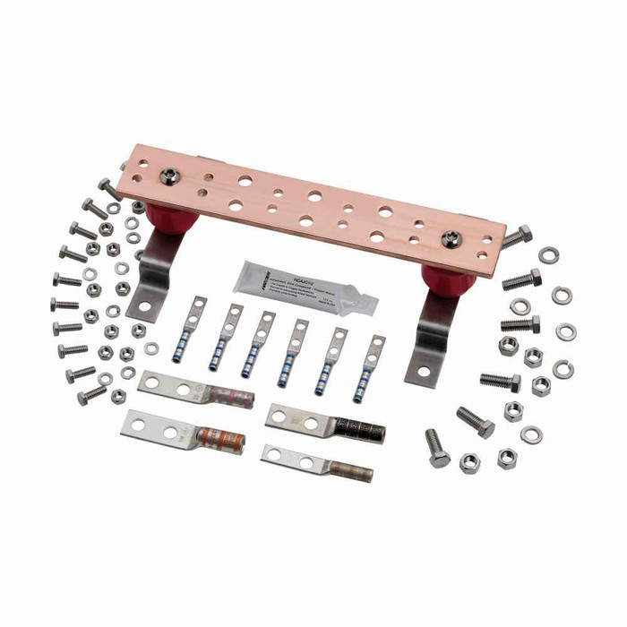 B-Line Eaton ground bar, 2" height, 3.13" length, 12" width, Common ground point in teleunications room, Copper bar and SS4 wall brackets, Teleunicati