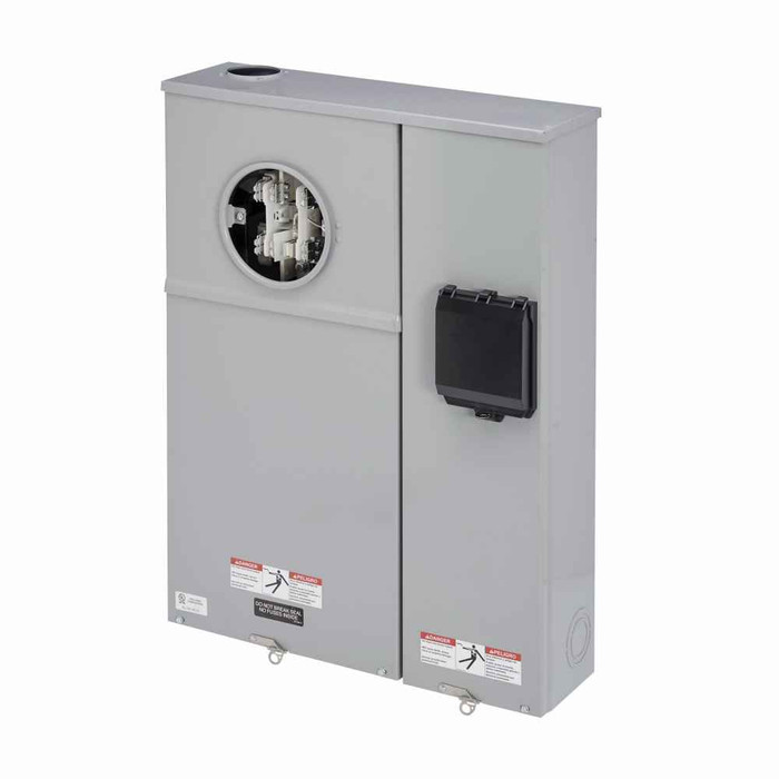 B-Line Eaton series meter s, 200 A, Test block, Ring type, 3R, ANSI 61 gray painted, 010 kAIC, #6-250 MCM, MCB, Galvanized steel, Side, 4 jaws, 1 pole