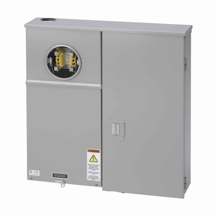 B-Line Eaton series meter s, 100 A, Test block, Ring type, 3R, ANSI 61 gray painted, 022 kAIC, #6-250 MCM, MCB, Steel, Side, 5 jaws, 3 poles, 1Ø/3W, O