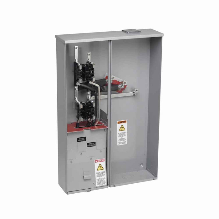 B-Line 2012 MS60 Eaton series vertical meter pack, 100 A, 225 A, None, Ring type, 3R, Overhead/underground, ANSI 61 gray paint, 010 kAIC, #6 - 250 MCM, Galvanized steel, Surface mount, 4, 2, 3