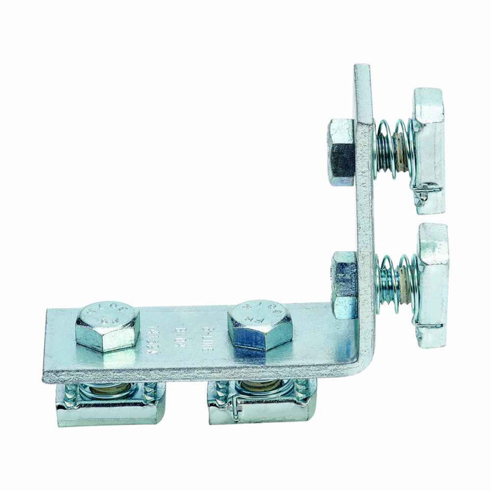 B-Line B104PAGRN Eaton series strut fittings and accessories, 4.12" Height, 4.12" Length, 1.62" Width, .78lbs, Steel, Pre-assembled fitting, Four hole corner angle, 90 deg, pre-assembled, DURA GREEN
