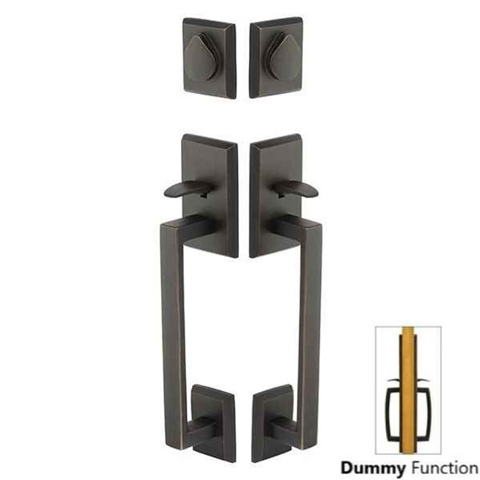Emtek Emtek 455424 Rustic Modern Rectangular Sectional Grip by Grip Entrance Handleset - Sandcast Bronze Tubular - Dummy EMTEK-455424