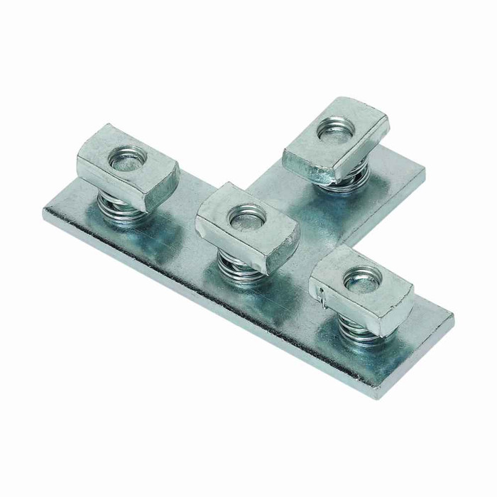 B-Line B133PAZN Eaton series strut fittings and accessories, 5.37" Height, 3.5" Length, 1.62" Width, 1.17lbs, Steel, Flat four hole tee plate | Pre assembled, Thickness 1/4 in, Electro-plated