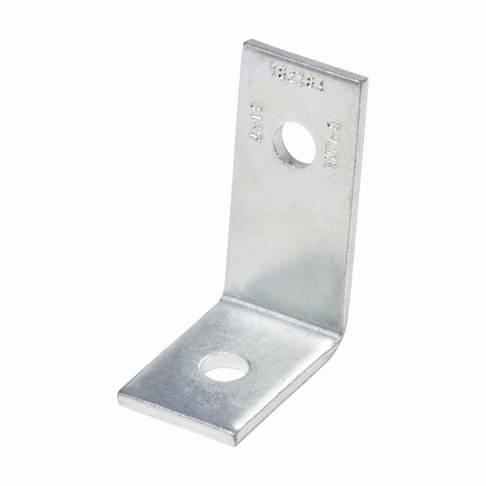 B-Line B147ZN Eaton series strut fittings and accessories, 2.37" Height, 3.25" Length, 1.62" Width, .63lbs, Steel, Two hole open angle, 82-1/2 deg, Thickness 1/4 in, Electro-plated