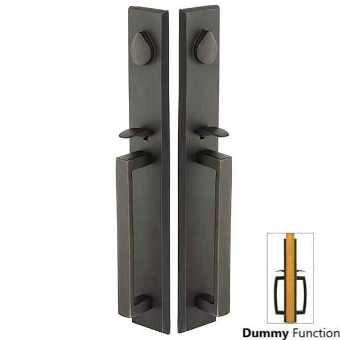 Emtek Emtek 455646 Rustic Modern Rectangular Full Length Grip by Grip Entrance Handleset - Sandcast Bronze Tubular - Dummy EMTEK-455646