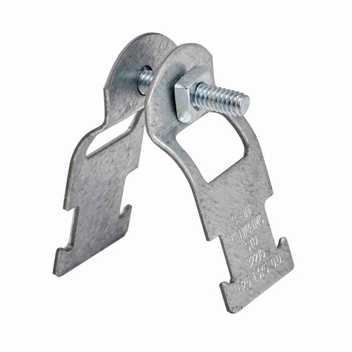 B-Line B2212ZN Eaton series strut pipe clamps and accessories, .0966" height, 3.375" length, 1.25" width, 600 lbs, Steel, Include combination recess hex head machine screw, Pipe clamp for thinwall (EMT), Electro-plated zinc