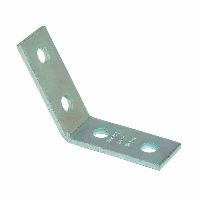 B-Line B250HDG Eaton series strut fittings and accessories, 3.32" Height, 5.35" Length, 1.62" Width, .77lbs, Steel, Four hole open angle, 60 deg, Thickness 1/4 in, Hot-dipped galvanized