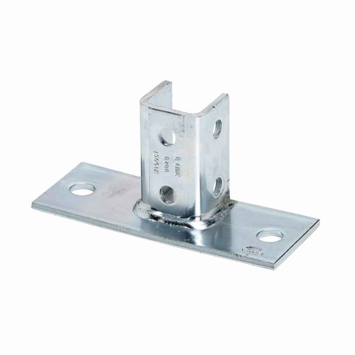 B-Line B280FLSS4 Eaton series strut fittings and accessories, 3.5" Height, 8" Length, 3" Width, 3.12lbs, Steel, Rectangular post base, flush to side, Fits channel B22, Stainless steel type 304