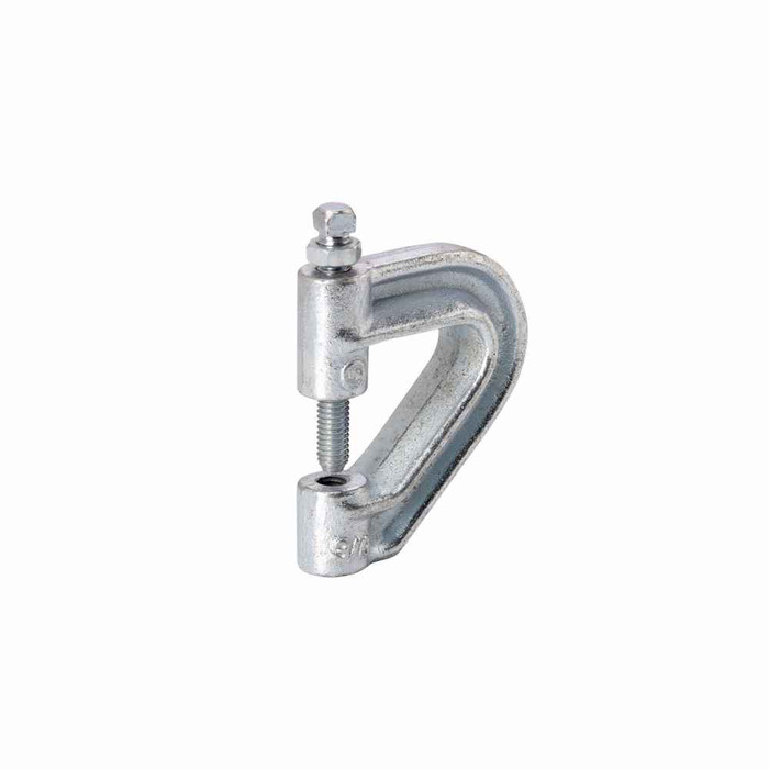 B-Line B3037ZZN Eaton series beam clamps, 500 lb, Malleable iron, Safety factor of 5, setscrew and locknut included, Z-purlin c-clamp, 3/8"-16 thread/rod size, Electro-plated zinc