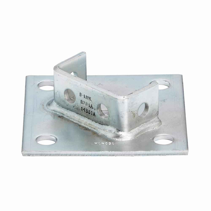 B-Line B281AGRN Eaton series strut fittings and accessories, 1.62" Height, 6" Length, 6" Width, 3.30lbs, Steel, Square post base, centered offset, Fits channel type B22A, B, C, DURA GREEN