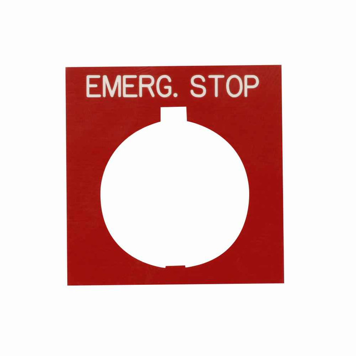 Eaton HT8SP34 HT800 pushbutton legend plate, HT800 series, Watertight and Oiltight Legend Plate, Red, Legend: STOP, Standard