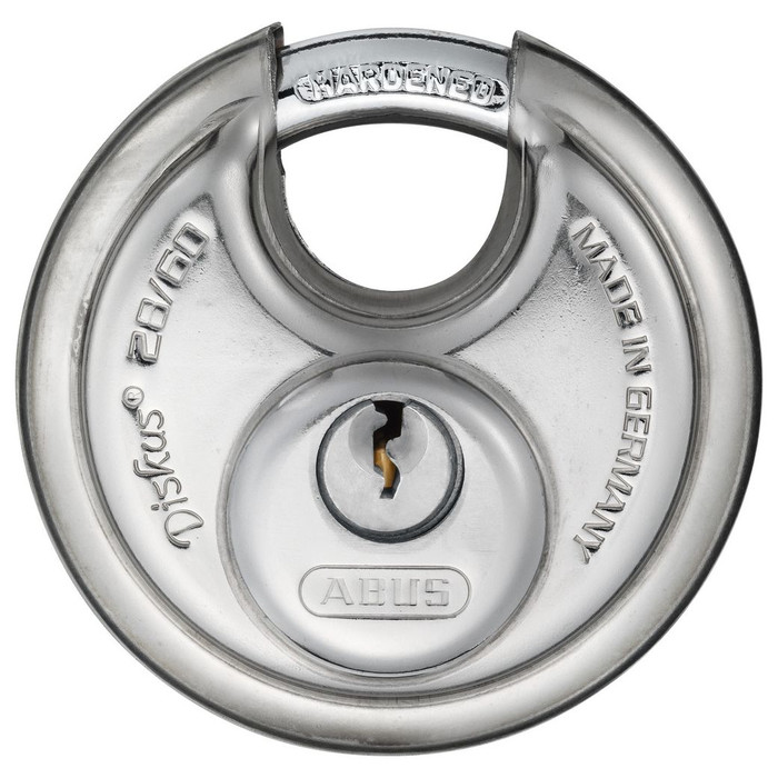 ABUS 28/60 Diskus Stainless Steel Padlock with Key, 19/64" Shackle diam., 2 23/64" Width