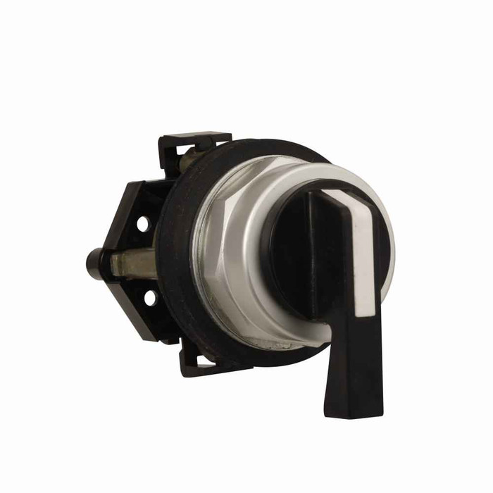 Eaton HT8JEH1D HT800 pushbutton, 30.5 mm, Watertight/Oiltight-HT800, Selector switch unit, NEMA 3, 3R, 4, 4X, 12 and 13, Non-illuminated, Three-position, Maintained, maintained, maintained, Black actuator, Lever, Chrome bezel