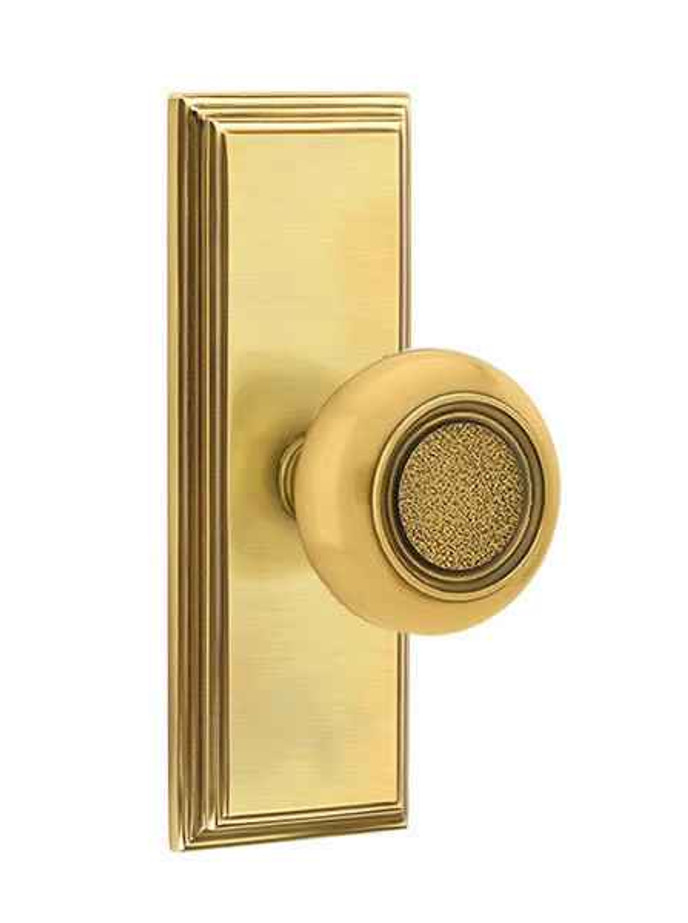 Emtek Emtek 8235 Designer Brass Knobset with Wilshire 7" Non-Keyed Sideplate Lockset, Privacy Set EMTEK-8235-DESIGNER-BRASS-KNOBS
