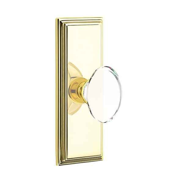 Emtek Emtek 8235 Crystal Knobset with Wilshire 7" Non-Keyed Sideplate Lockset, Privacy Set EMTEK-8235-CRYSTAL-KNOBS