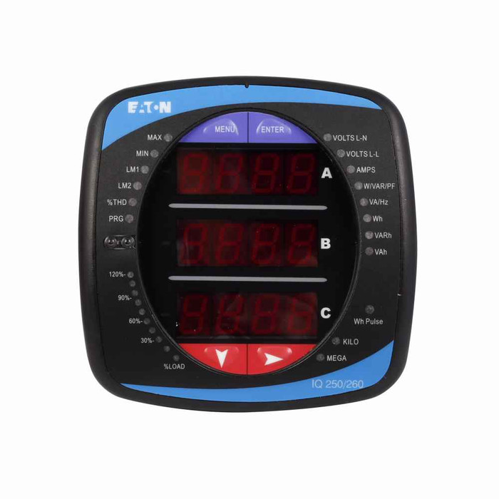 Eaton IQ260ML65400 IQ 260 Meter (with integral display), Data logging, 60 Hz, 5A secondary, 24-48 Vdc power supply