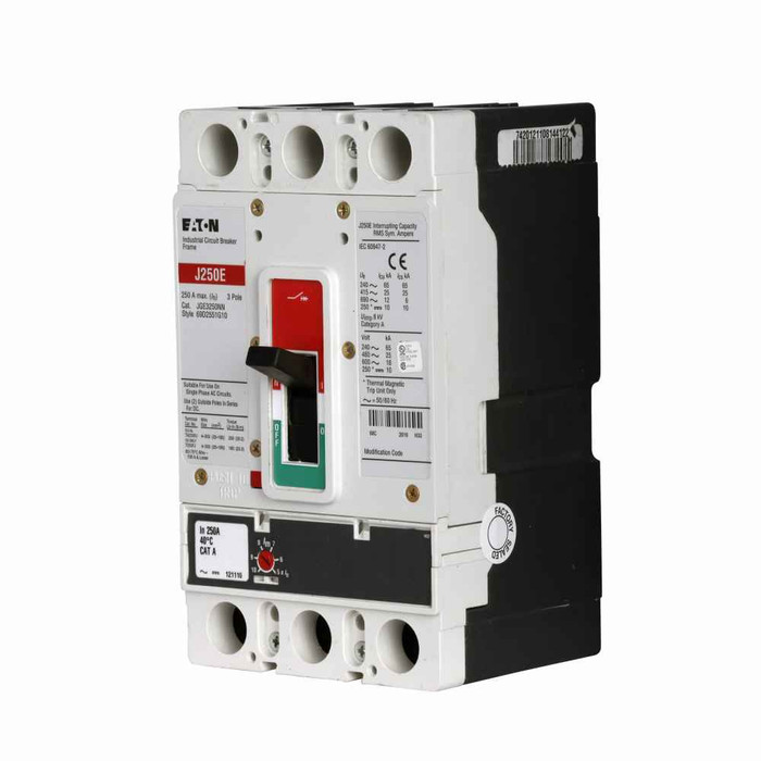 Eaton JGE310032G Series G electronic molded case circuit breaker, JG-frame, JG, Digitrip 310 RMS, Electronic LSI trip, Three-pole, 100A, 600 Vac, 250 Vdc, 65 kAIC at 240 Vac, 25 kAIC at 480 Vac, 18 kAIC at 600 Vac, Line and load, 50/60 Hz