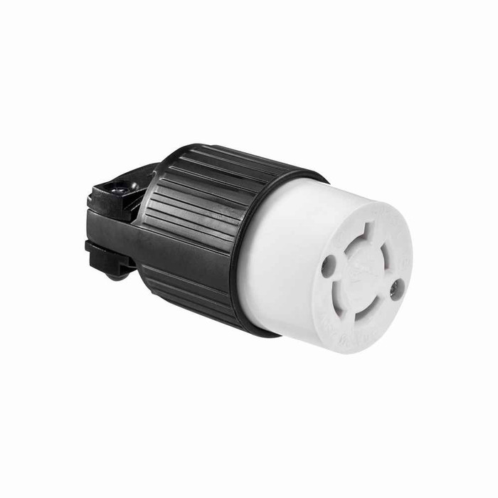 Eaton L1520C Arrow Hart ultra grip locking connector, #18-10 AWG, 20A, Industrial, 250V, Back wiring, Black, white, Ultra grip, L15-20, Three-pole, Four-wire, Nylon