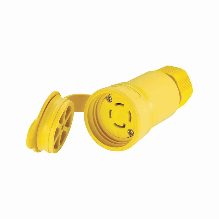 Eaton L1930CWBK Arrow Hart watertight locking connector, #18-10 AWG, 30A, Industrial, 277/480V, Back wiring, Black, Steel, Watertight, L19-30, Four-pole, Four-wire, Santoprene thermoplastic elastomeric, 0.43 to 1.15 in, IP67