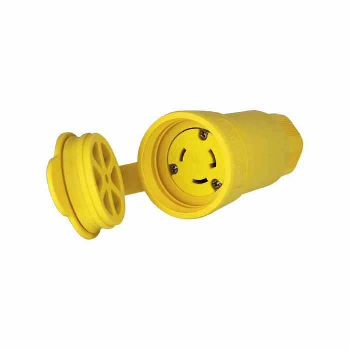 Eaton L630CW Arrow Hart watertight locking connector, #18-10 AWG, 30A, Industrial, 250V, Back wiring, Yellow, Steel, Watertight, L6-30, Two-pole, Three-wire, Santoprene thermoplastic elastomeric, 0.43 to 1.15 in, IP67