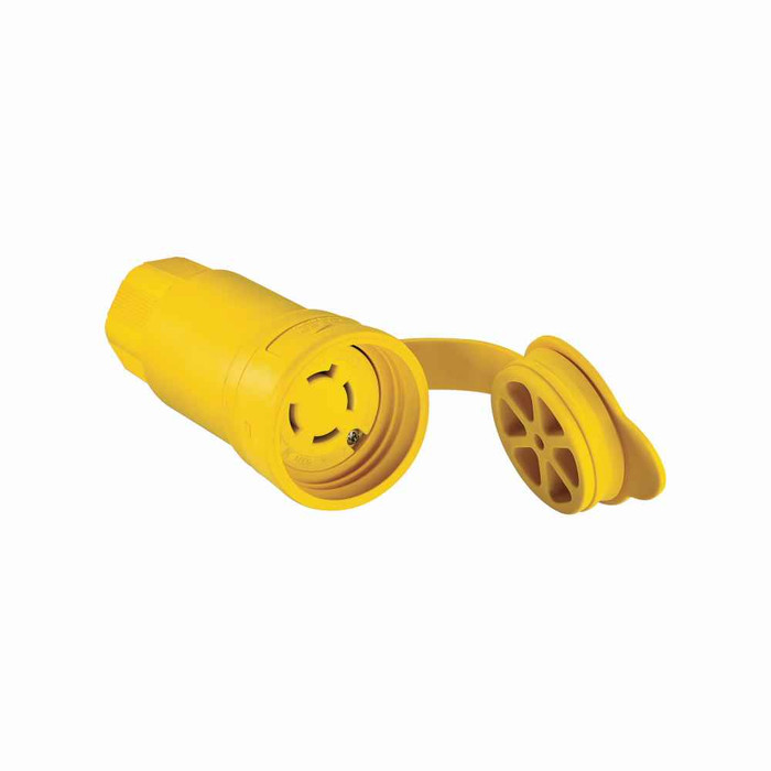Eaton L1730CW Arrow Hart watertight locking connector, #18-10 AWG, 30A, Industrial, 600V, Back wiring, Yellow, Steel, Watertight, L17-30, Three-pole, Four-wire, Santoprene thermoplastic elastomeric, 0.43 to 1.15 in, IP67