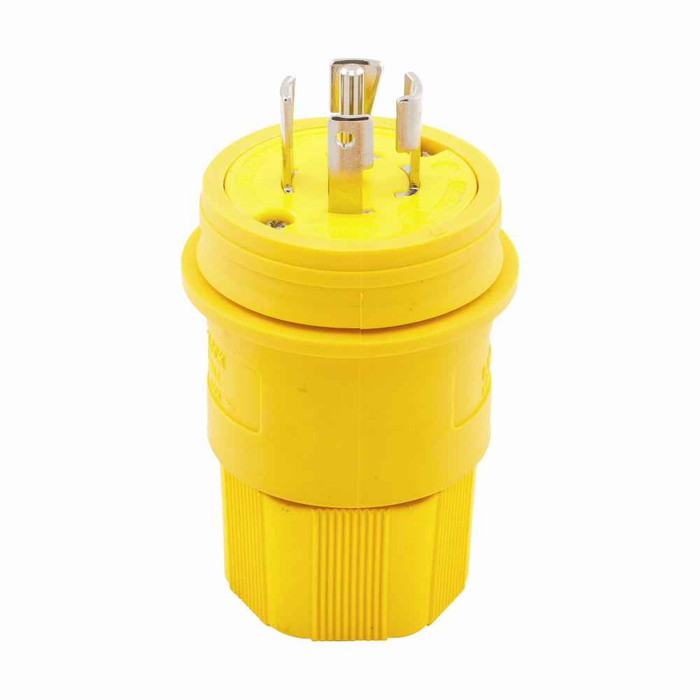Eaton L2330PWBK Arrow Hart watertight locking plug, #18-10 AWG, 30A, Industrial, 347/600V, Back wiring, Black, Steel, Watertight, L23-30, Four-pole, Five-wire, Santoprene, 0.43 to 1.15 in, IP67