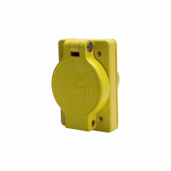 Eaton L2020RW Arrow Hart watertight locking receptacle, #14-8 AWG, 20A, Industrial, 347/600V, Back wiring, Yellow, Single, Watertight, L20-20, Four-pole, Four-wire, Thermoplastic
